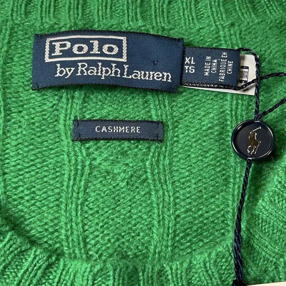 Polo Ralph Lauren Iconic Cable Knit Cashmere Sweater XL Blue Label $498 NWT - Picture 6 of 11